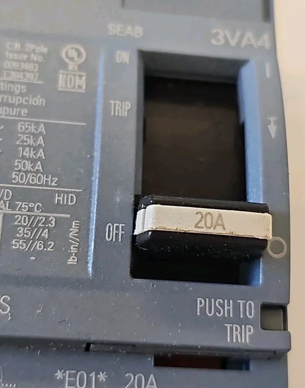 Автоматический выключатель Siemens 3VA4120-4ED24-0AA0 2 Pole 20 Amp 480V Circuit — фото лота 2