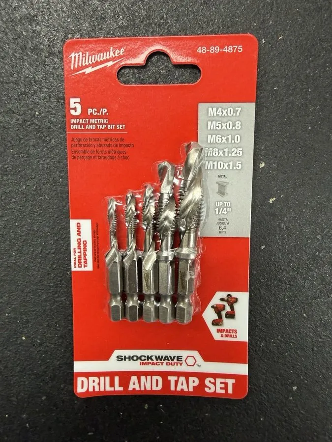 Режущий инструмент Milwaukee SHOCKWAVE Metric Impact Drill Tap Set 48-89-4875 — фото лота 1