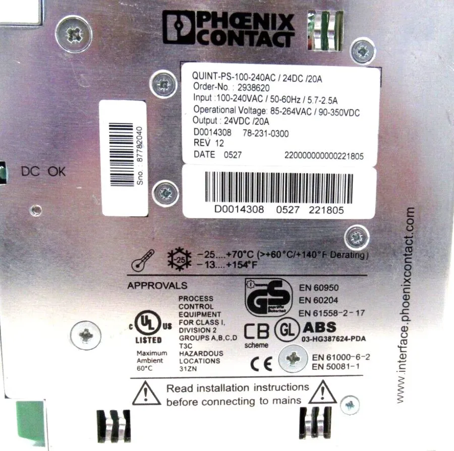 Блок питания Phoenix Contact QUINT-PS-100-240AC/24DC/20A DC Power Supply 24VDC 2