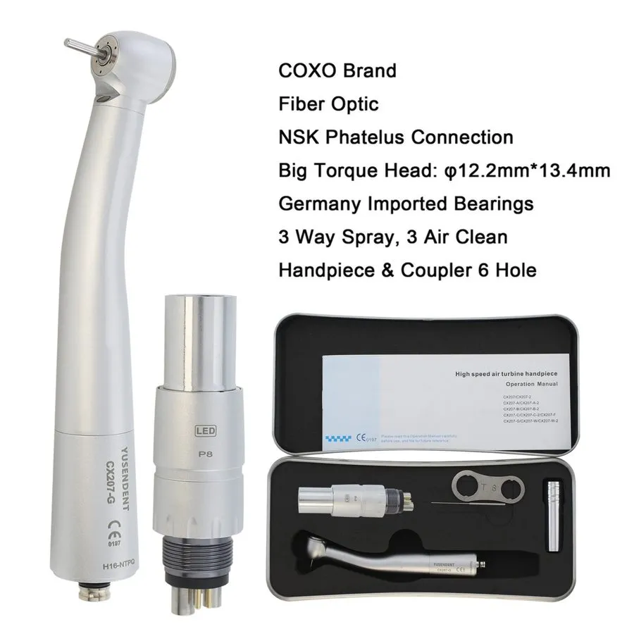 Стоматологический наконечник COXO Dental Handpiece High Speed Fiber Optic CX207- — фото лота 2