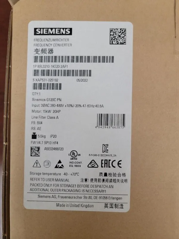 Частотный преобразователь 6SL3210-1KE23-2AF1 Siemens SINAMICS G120C Inverter