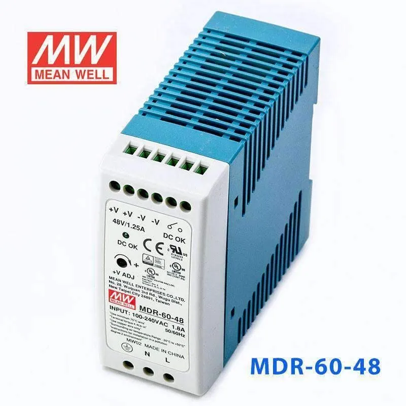 Блок питания MDR-60-48 MEANWELL 60W 48VDC 1.25A 115/230VAC Industrial DIN Rail P