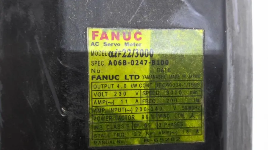 Серводвигатель FANUC A06B-0247-B100 4kW 3000RPM 230V 200Hz AC Servo Motor