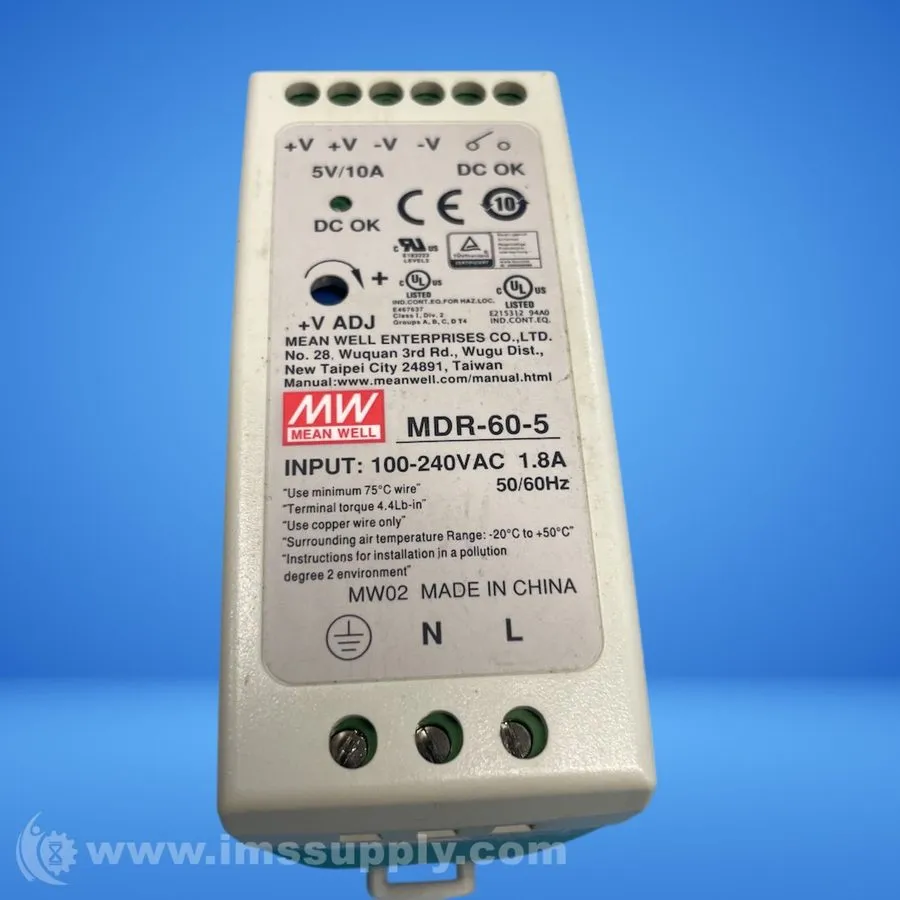 Блок питания Mean Well MDR-60-5 DIN Rail Power Supply 5V 10A 50W 100-240VAC Inpu