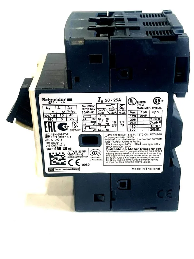 Автоматический выключатель Schneider Motor Circuit Breaker GV2ME22 20 25 A 3POLE