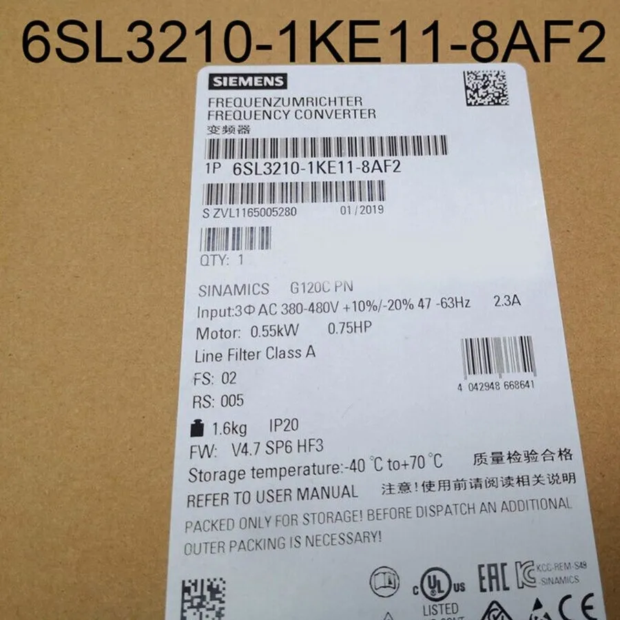 Частотный преобразователь Siemens 6SL3210-1KE11-8AF2 SINAMICS G120C rated power