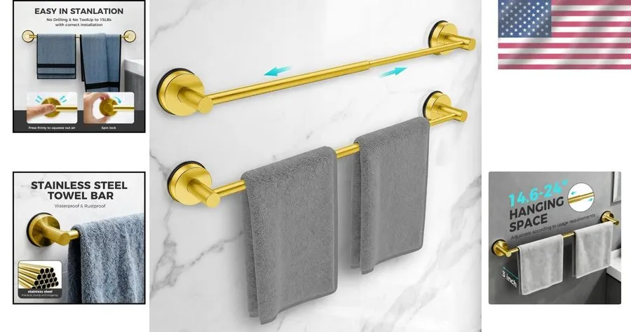 Вакуумная присоска Towel Racks для Bathroom Suction Cup Towel Bar 14.6-24in Adju