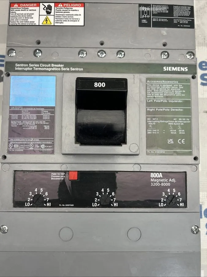 Автоматический выключатель SIEMENS SENTRON SERIES 800 AMP CIRCUIT BREAKER 600 VA
