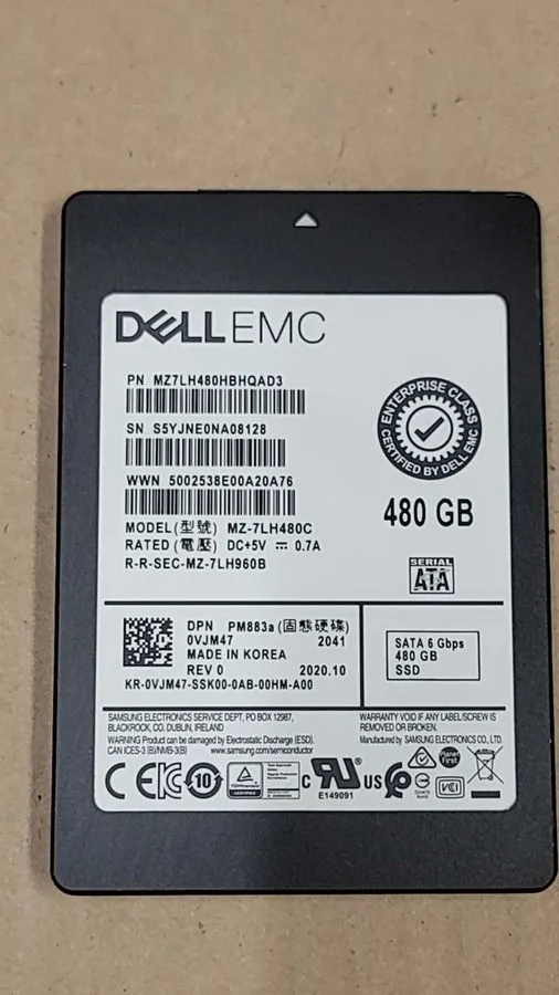 Жёсткий диск VJM47 0VJM47 MZ-7LH480C DELL SAMSUNG PM883A 480GB 6G 2.5" SATA SOLI
