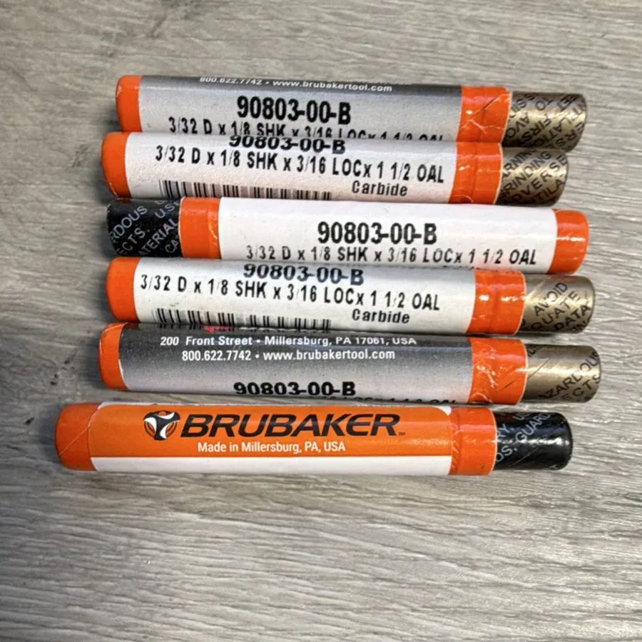 Режущий инструмент Brubaker 90803-00-B Carbide 4FL Square End Mill 3/32" 1/8" Sh — фото лота 1