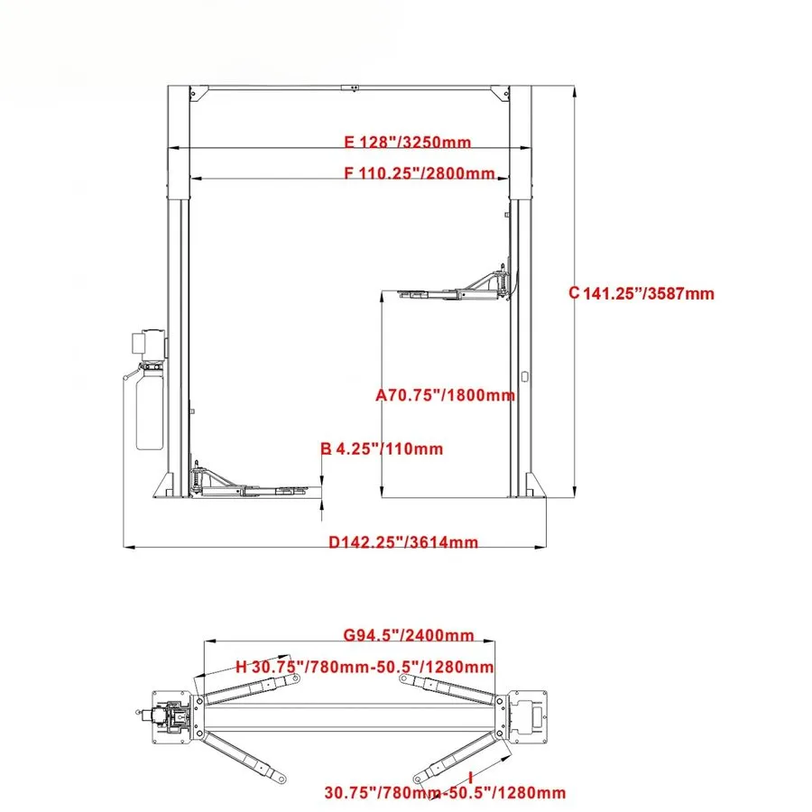Автоподъёмник KT-M110 Two Post Lift Auto lift Car lift 11000lb Auto Truck Hoist 