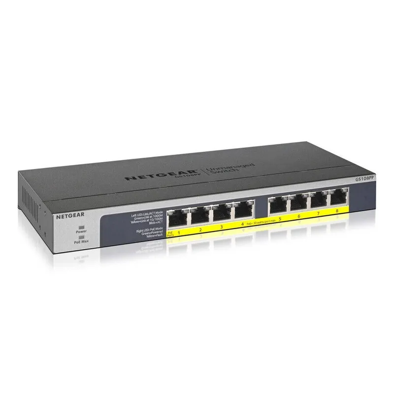 Коммутатор Netgear GS108PP-100NAS 8PORT POE/POE+ GIGABIT ENET UNMANAGED SWITCH