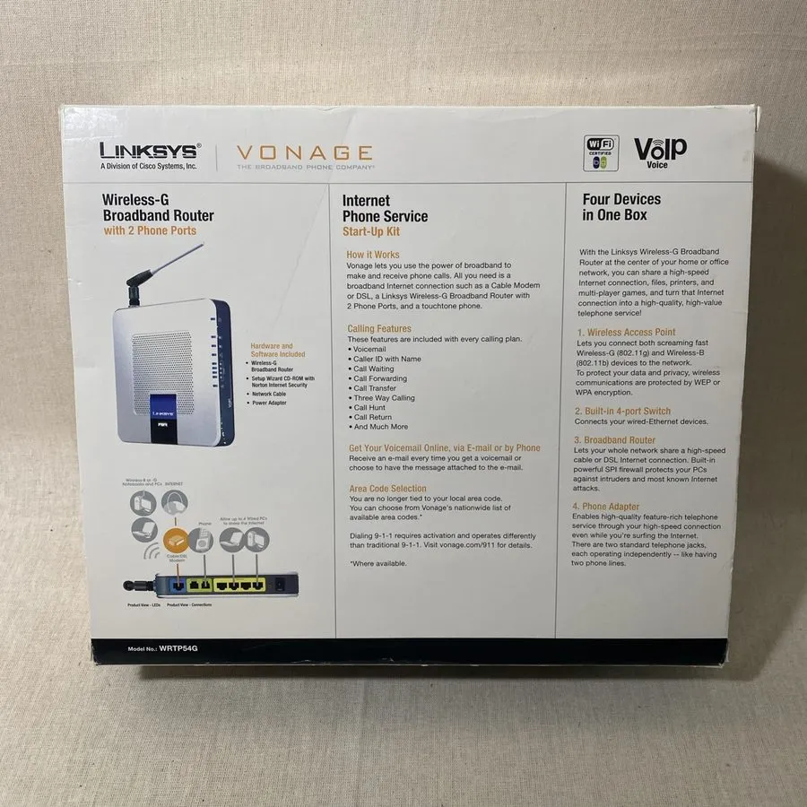 Маршрутизатор Vonage Linksys WRTP54G 3 Mbps 4-Port 10/100 Wireless G Router — фото лота 2