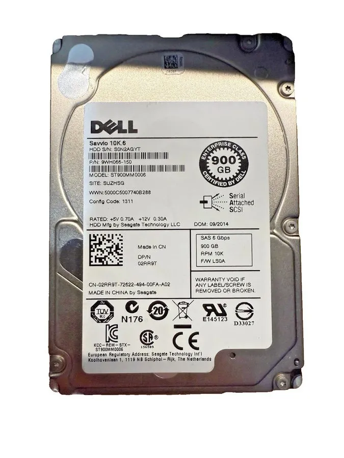 Жёсткий диск Dell Savvio 2.5” 10K.6 900GB 10K 6Gbps SAS Enterprise HDD 02RR9T — фото лота 1