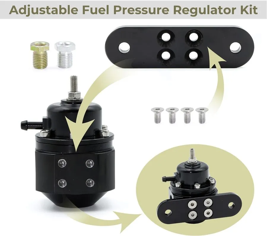 Трубопроводная арматура AEM Universal Black Anodized Adjustable Fuel Pressure Re
