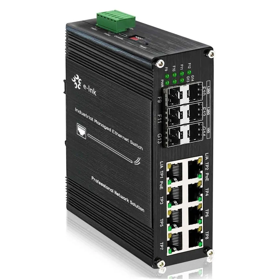 Коммутатор Industrial L2+ 8-Port Managed Ethernet PoE Network Switch 10Gx2SFP+1G