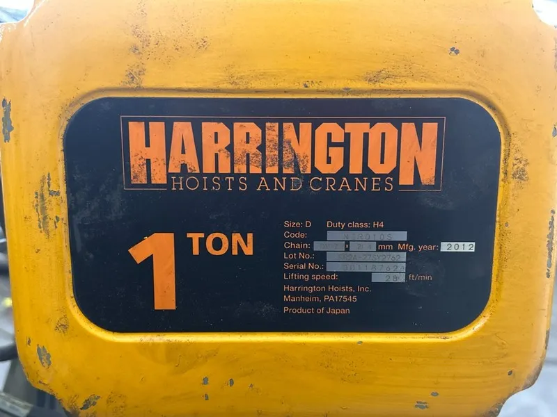 Таль HARRINGTON 1 TON ELECTRIC HOIST SIZE D DUTY CLASS H4 CODE NER010S