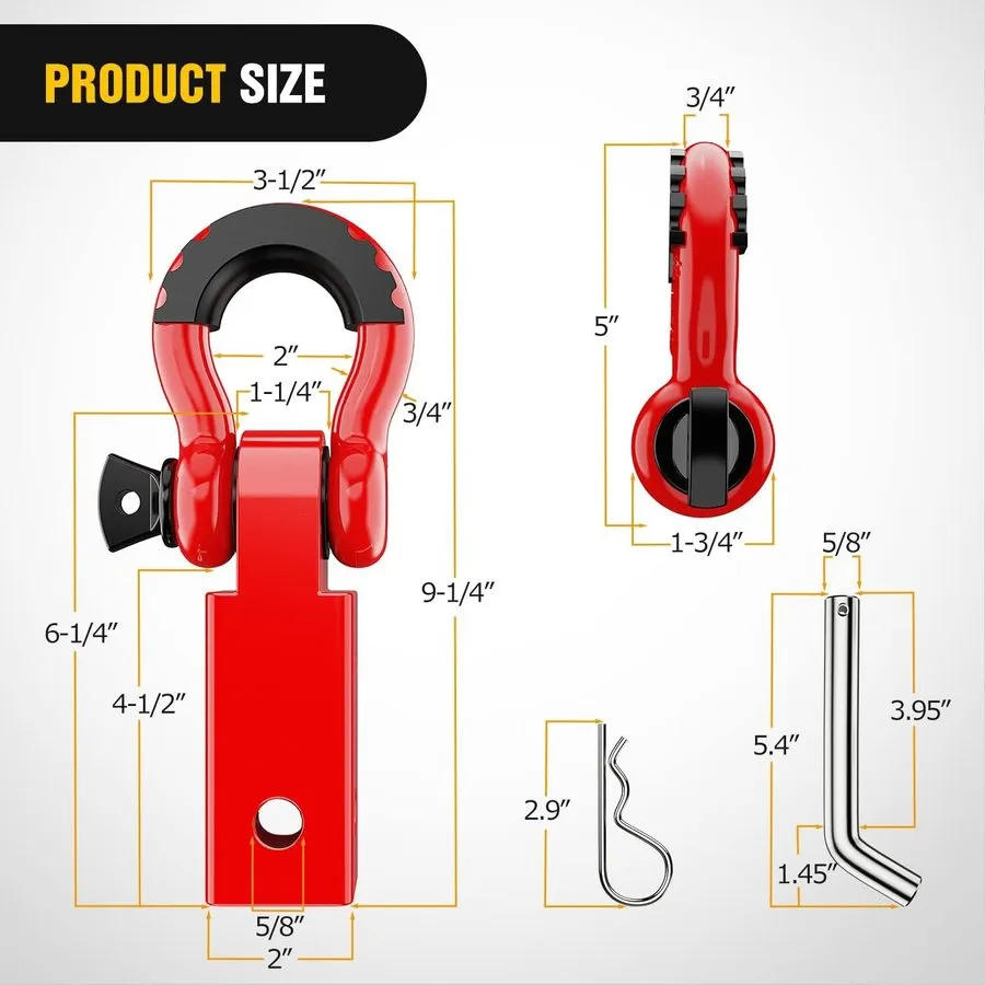 Такелажная скоба Shackle Hitch Receiver 2" 45000lb Heavy Duty 3/4 D-Ring 5/8 Pin