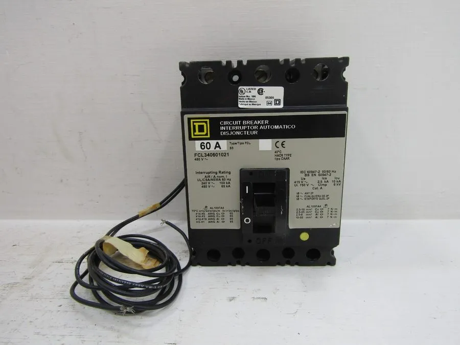 Автоматический выключатель Square D Circuit Breaker FCL34060 60 Amp 3 Pole 480V 