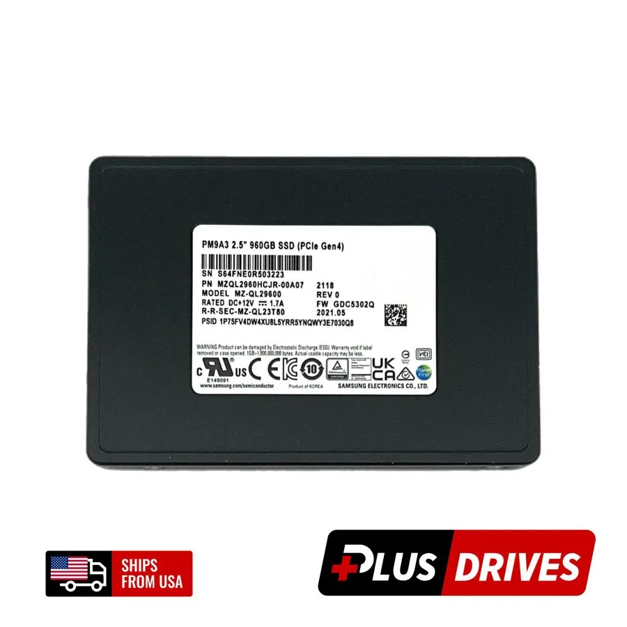 SSD-накопитель Samsung PM9A3 960GB PCI-E Gen4 x4 NVMe 2.5'' U.2 SSD MZ-QL29600 4