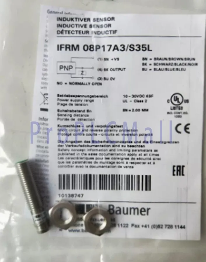 Датчик приближения BAUMER IFRM 08P17A3/S35L PLC INDUCTIVE PROXIMITY SENSOR, M8 2