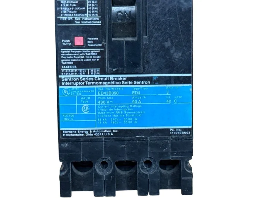 Автоматический выключатель SIEMENS SENTRON ED43B090 3 Pole 90 AMP Type ED4 Circu