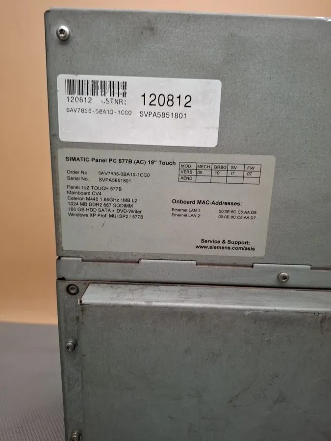 Промышленный компьютер Siemens 6AV7835-0BA10-1CC0 SIMATIC Panel PC 577B (AC) 19T