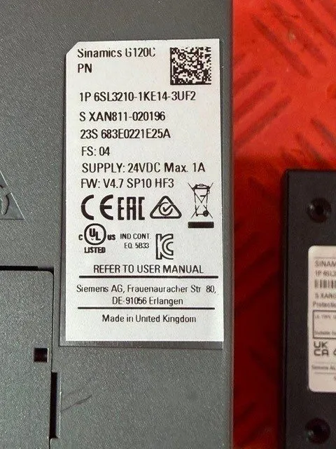 Частотный преобразователь SIEMENS SINAMICS G120C PN 6SL3210-1KE14-3UF2 1.5KW 380 — фото лота 1
