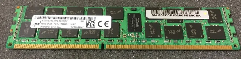 Модуль памяти Micron 16GB 2Rx4 PC3L-12800R MT36KSF2G72PZ-1G6E1FF LRDIMM DELL Ser — фото лота 1