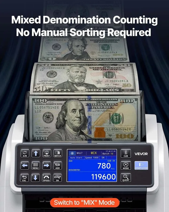 Счётчик банкнот Advanced Digital Money Counter Machine 800-1500bpm UV IR CIS