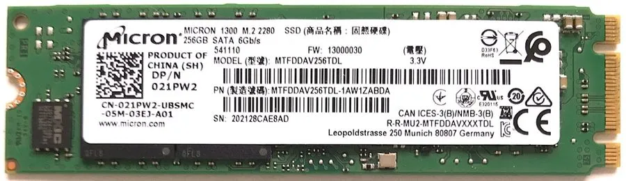 SSD-накопитель Micron 1300 256GB M.2 2280 SATA SSD MTFDDAV256TDL HP Internal Dri