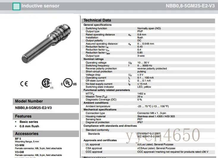 Датчик приближения Proximity Switch Sensor NBB0.8-5GM25-E2