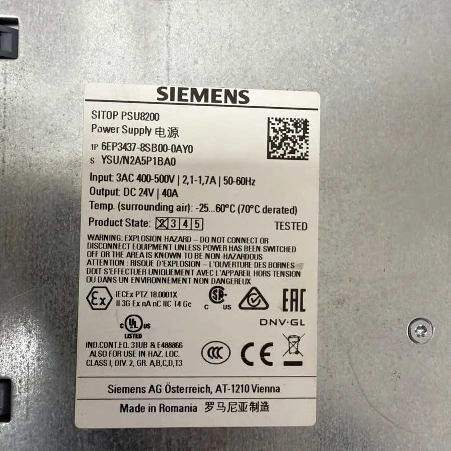 Блок питания Siemens SITOP PSU8200 Power Supply Unit Din Rail 480W 20A 24VDC