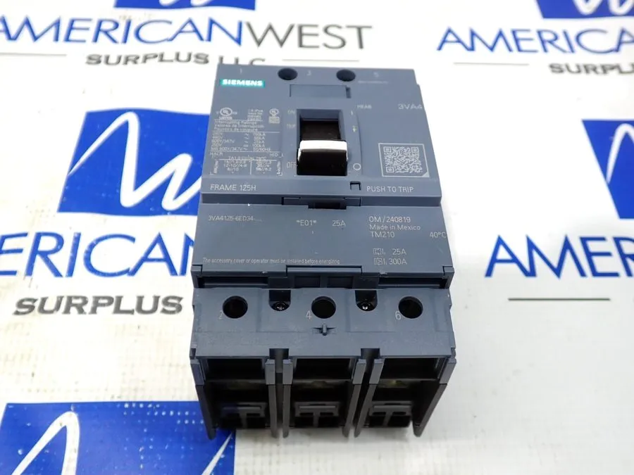 Автоматический выключатель Siemens 3VA4125-6ED34-0AA0 3 Pole 25 Amp Volt 65kA Bo
