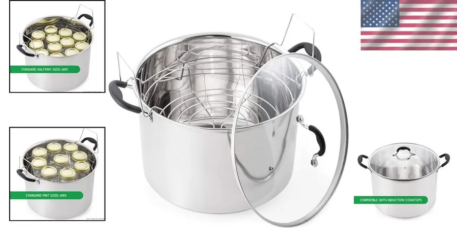 Водяная баня 21.5Qt Water Bath Canner with Glass Lid and Jar Rack 21.5 Quarts, S