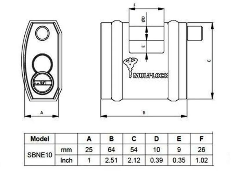 Такелажная скоба Mul-T-Lock Padlock NE SERIES SBNE10 Sliding Bolt High Security  — фото лота 1