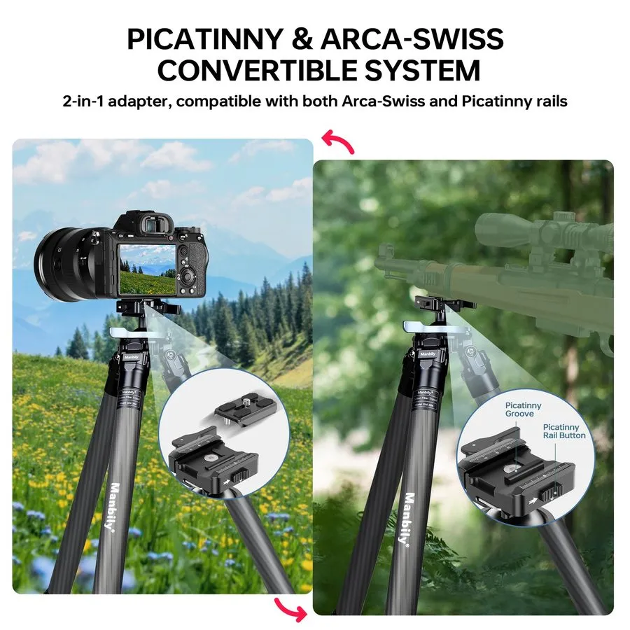 Оборудование видеонаблюдения Manbily QM-364PA Shooting Tripod, Arca Hunting Carb — фото лота 2