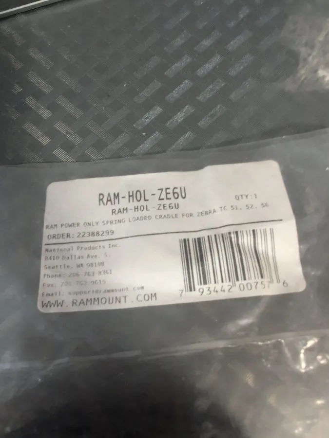 Терминал сбора данных RAM FORM-FIT POWERED SPRING-LOADED CRADLE для ZEBRA TC51 T — фото лота 3