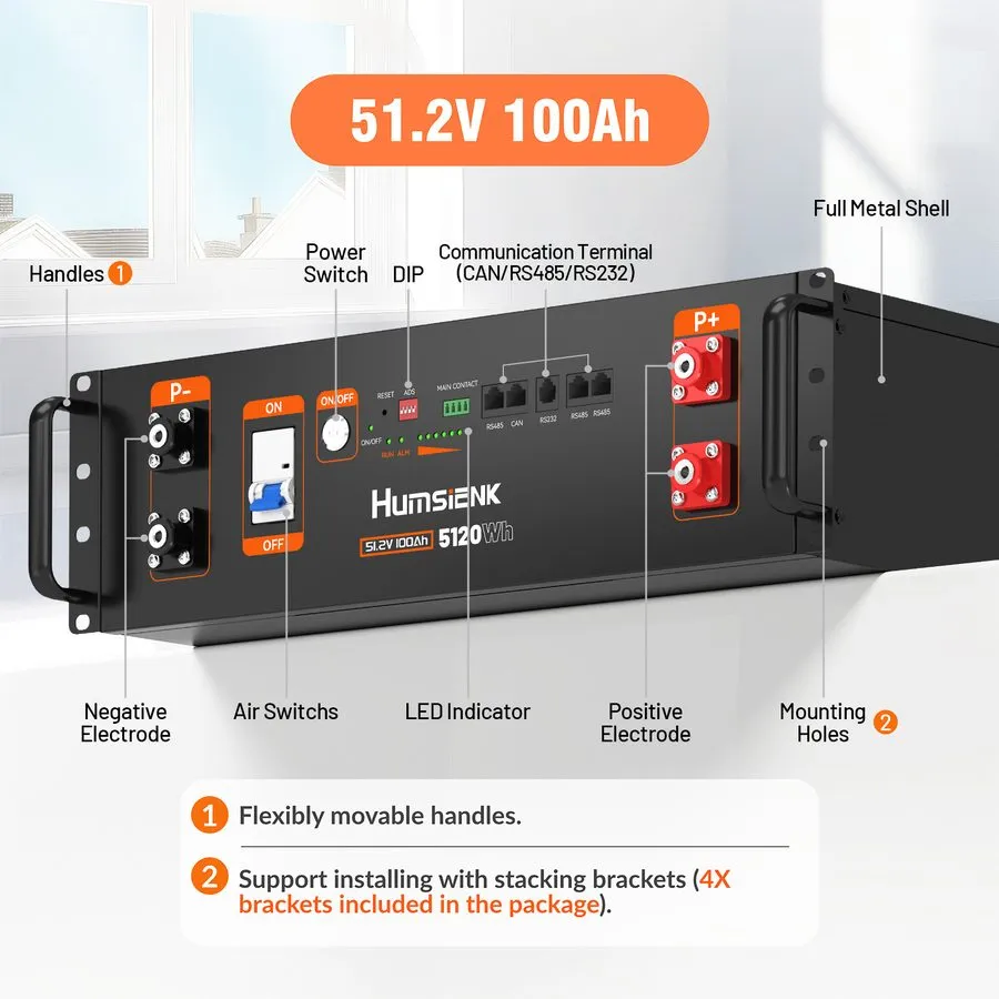 Батарея ECO-WORTHY 5.12kWh 48V 100AH Lithium Battery Server Rack UL1973&UL9540A 