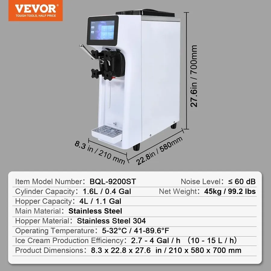 Оборудование для общепита TECSPACE 10-20L/H Commercial Soft Ice Cream Machine 13