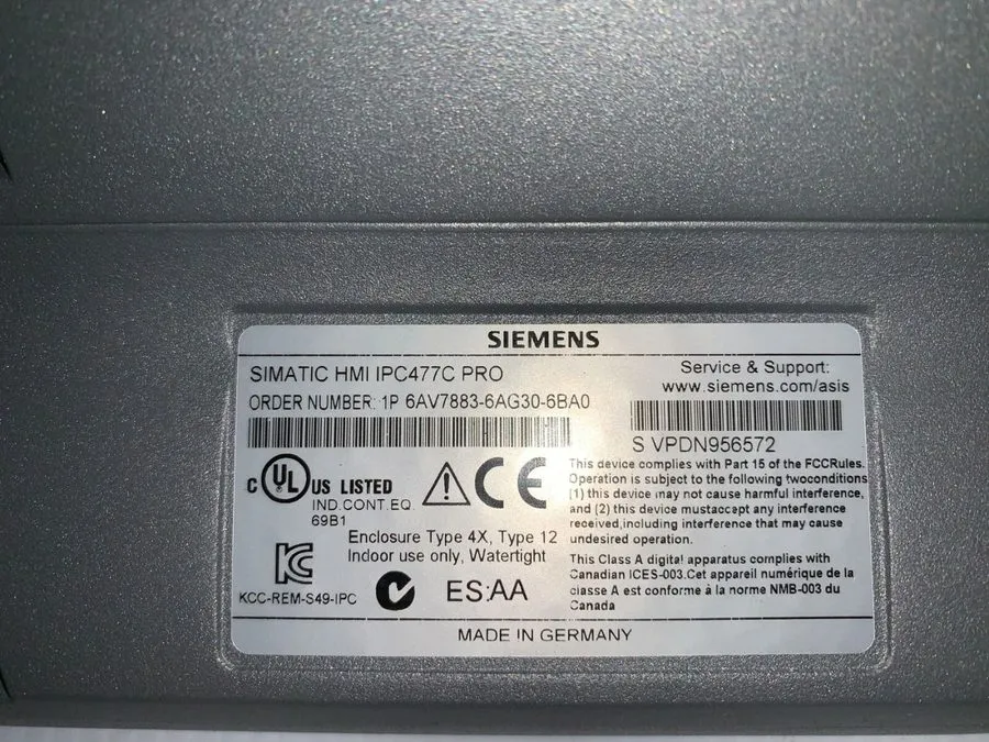 Панель оператора SIEMENS 6AV7883-6AG30-6BA0 SIMATIC TOUCH SCREEN PC HMI PANEL 1-