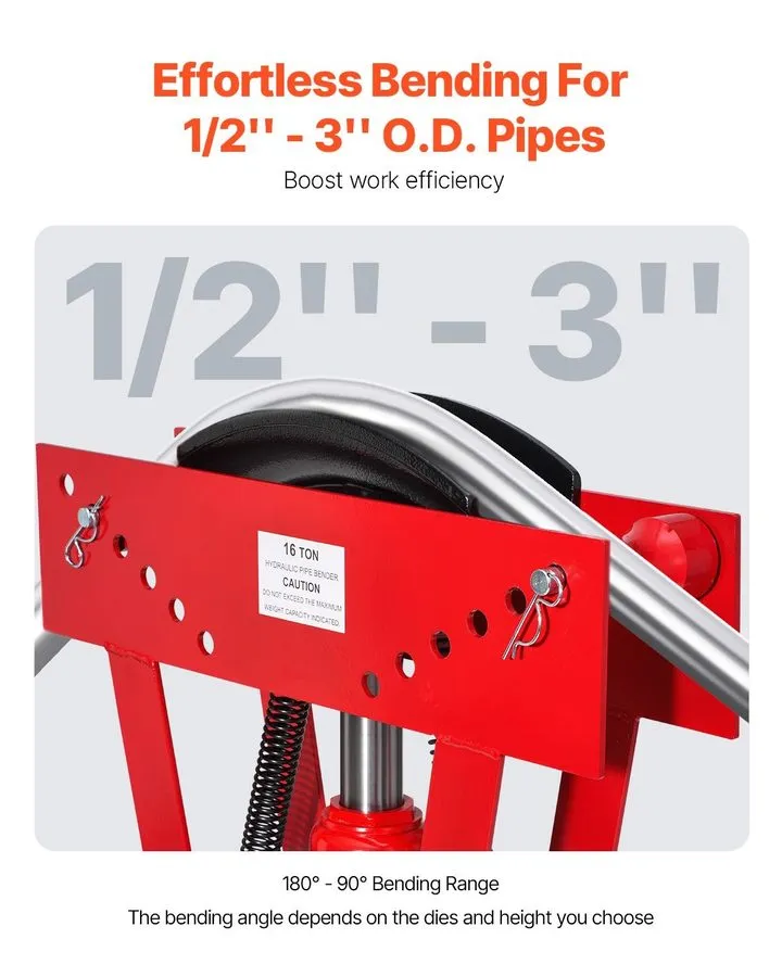 Режущий инструмент 16 Ton Hydraulic Pipe Bender 1/2" Tube 8 Dies 90-180 Deg Stee — фото лота 2