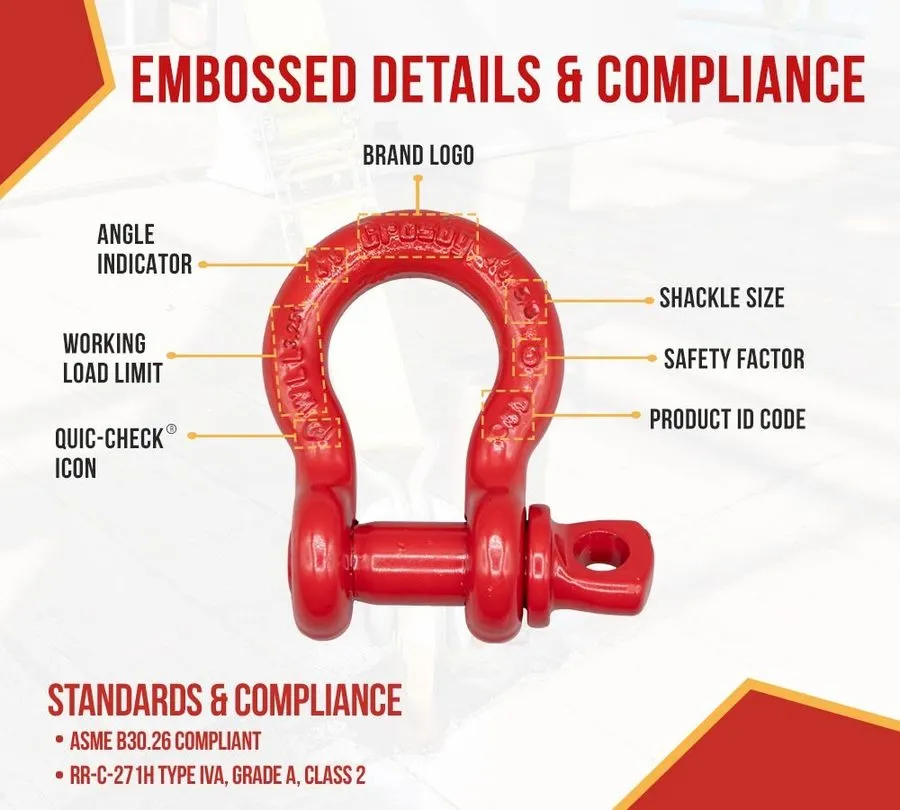 Такелажная скоба 2PK Crosby S-209 5/8" Anchor Shackle w/Alloy Screw 7150 lbs WLL — фото лота 2
