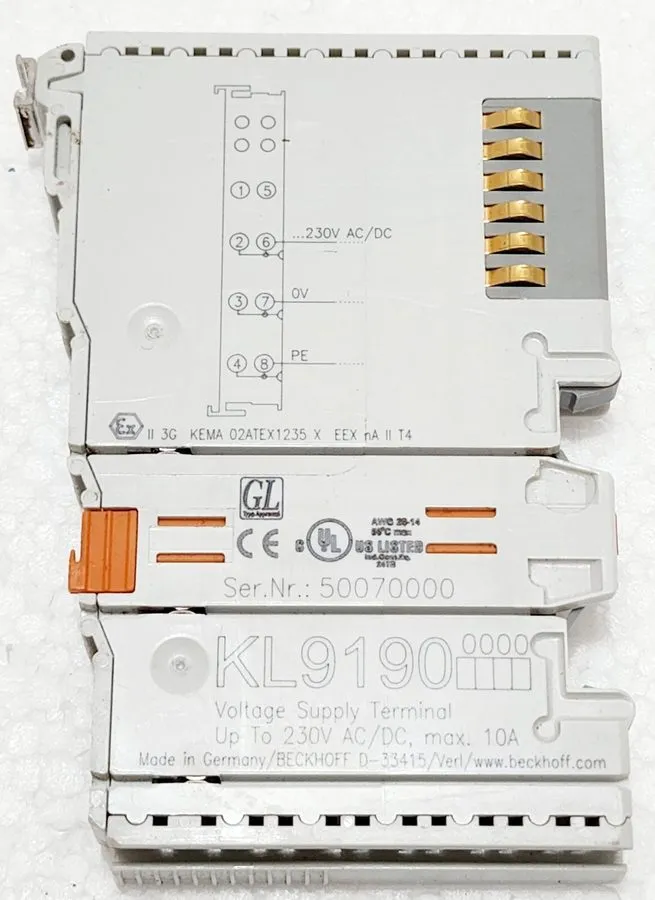 Модуль ввода-вывода BECKHOFF KL 9190 Voltage Supply Terminal 230V AC/DC KL9190