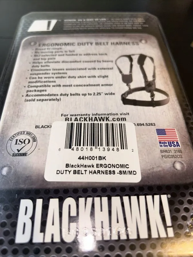 Жгут проводов Blackhawk! Ergonomic Duty Belt Black Harness, Small/Medium 44H001B — фото лота 2