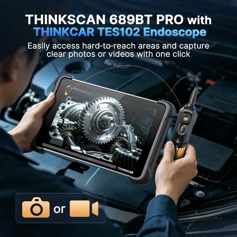 Видеоэндоскоп ThinkScan 689BT PRO OBD2 Diagnostic Topology Map Tkey 101 + Tes102 — фото лота 2