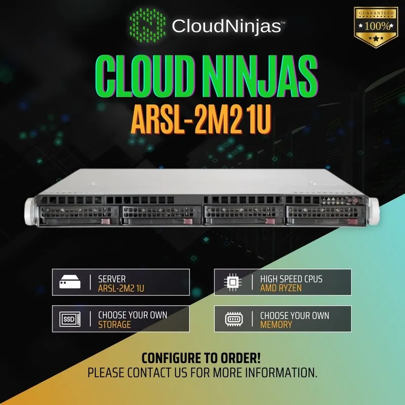 Сервер Cloud Ninjas ARSL-2M2 Ryzen 9 9950x 16 Core DDR5 NVMe M.2 Liquid Cooling 