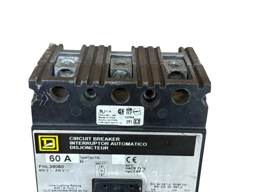 Автоматический выключатель SQUARE D FHL36060 60A 3-POLE 600V FHL F-FRAME 25KA@48 — фото лота 2