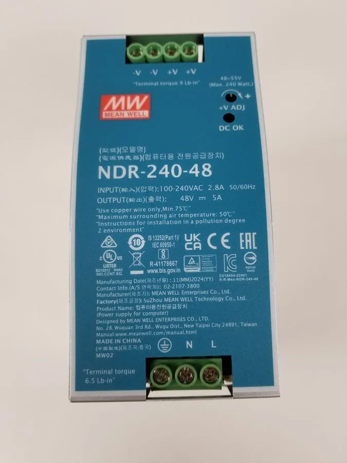 Блок питания Mean Well NDR-240-48, Single Output, DIN Rail Power Supply 48VDC 5A