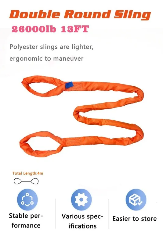 Строп Eye and Eye Round Sling 26000lb 13FT Sling Strap Rigging Polyester Endless — фото лота 2